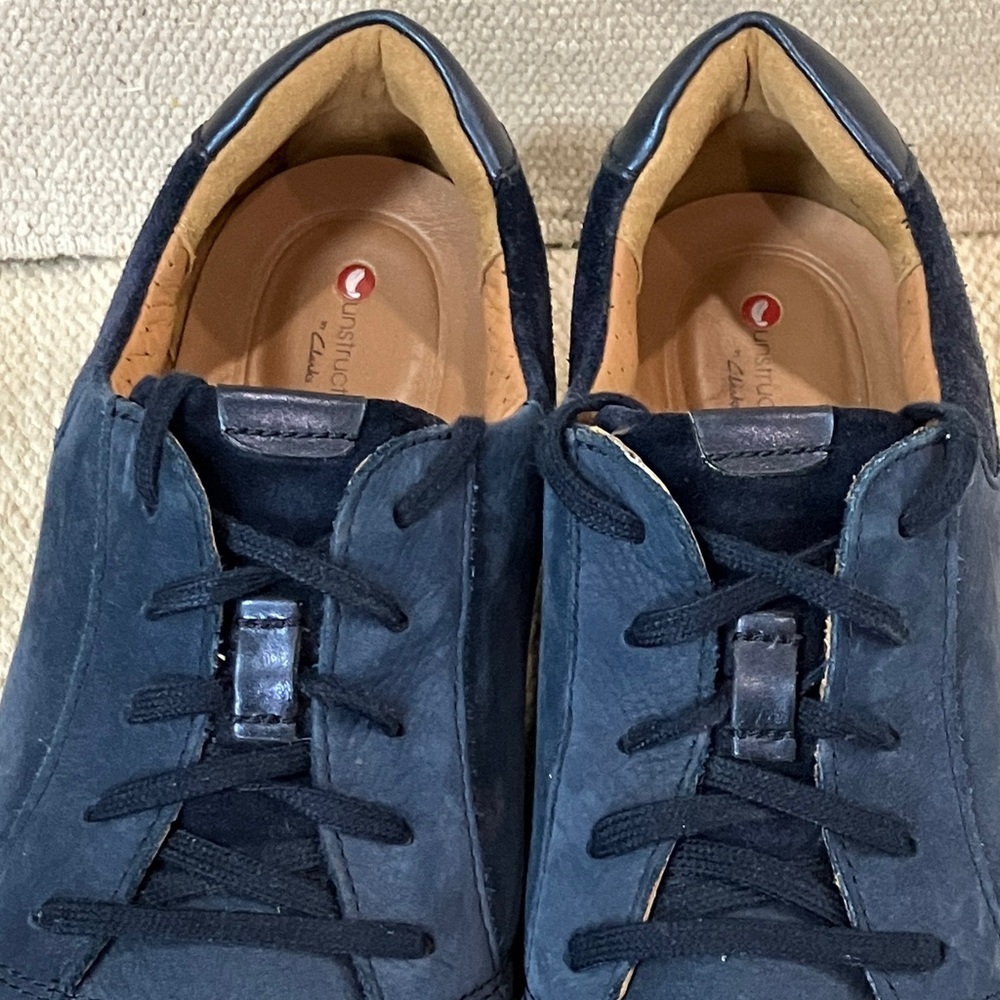wm’s size 11 Clarks unstructured Dark Blue suede / leather Sneakers cushy soles - Picture 9 of 15